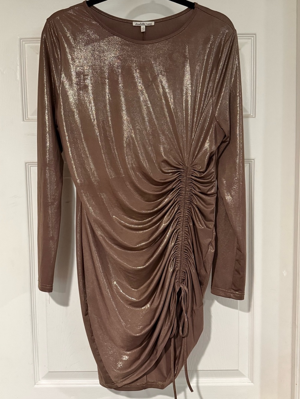 Charlotte Russe Body-Con Shimmery Adjustable Ruched Dress